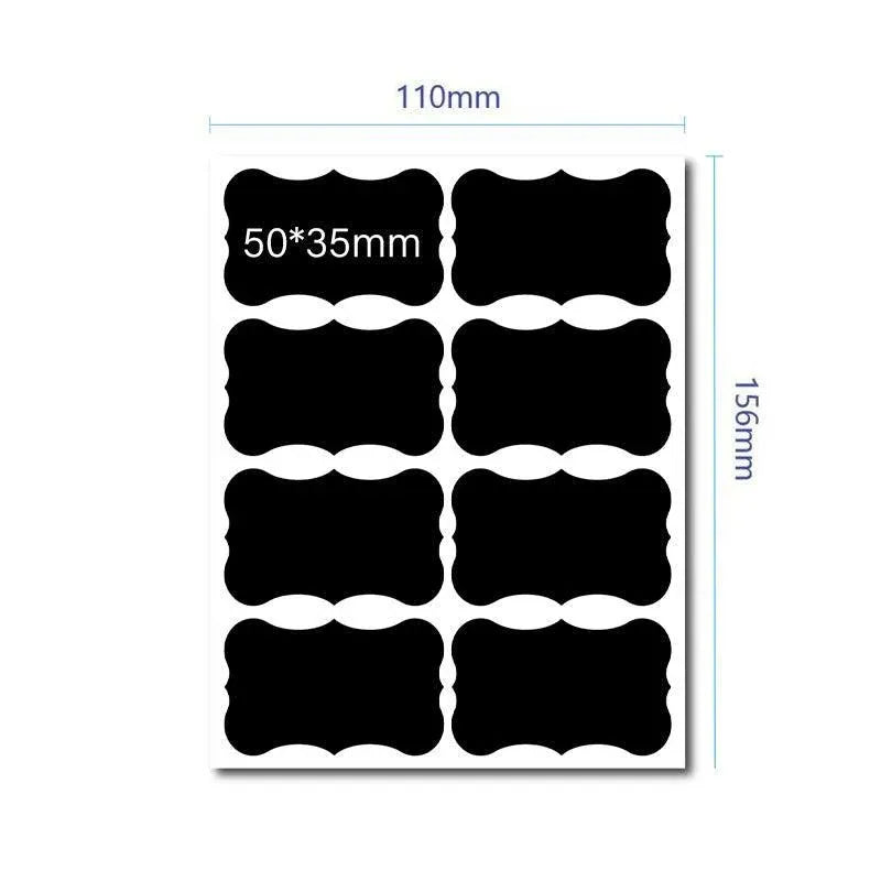 40 Jar Labels Stickers Black Labels Chalk Pen Kitchen Pantry Spice Herb AU Stock