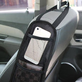 Black Vehicle Backrest Side Pocket Mesh Hanging Bag Organizer with Phone Holder