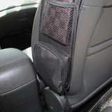 Black Vehicle Backrest Side Pocket Mesh Hanging Bag Organizer with Phone Holder - Top-Down View