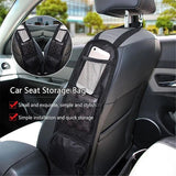 Black Vehicle Backrest Side Pocket Mesh Hanging Bag Organizer with Phone Holder - 45-Degree Angle