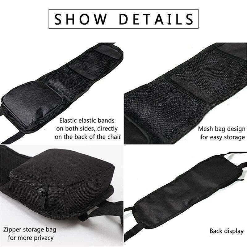 Black Vehicle Backrest Side Pocket Mesh Hanging Bag Organizer with Phone Holder