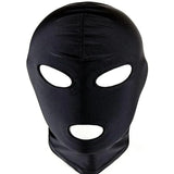Black Face Mask Blindfold Head Mask Open Eye Mouth Adult Cosplay Gimp Mask - Front View