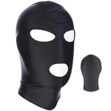 Black Face Mask Blindfold Head Mask Open Eye Mouth Adult Cosplay Gimp Mask - 45-Degree Angle