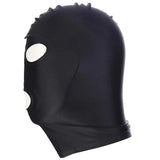 Black Face Mask Blindfold Head Mask Open Eye Mouth Adult Cosplay Gimp Mask - Close-Up Angle