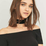 Black Velvet Choker Necklace - Perfect For The 90S Grunge Look - Close-Up Angle