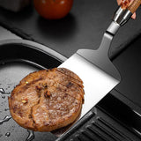 Stainless Steel Cooking Shovel Teppanyaki Spatula Pancake Steak Flipper Tool - Low Angle