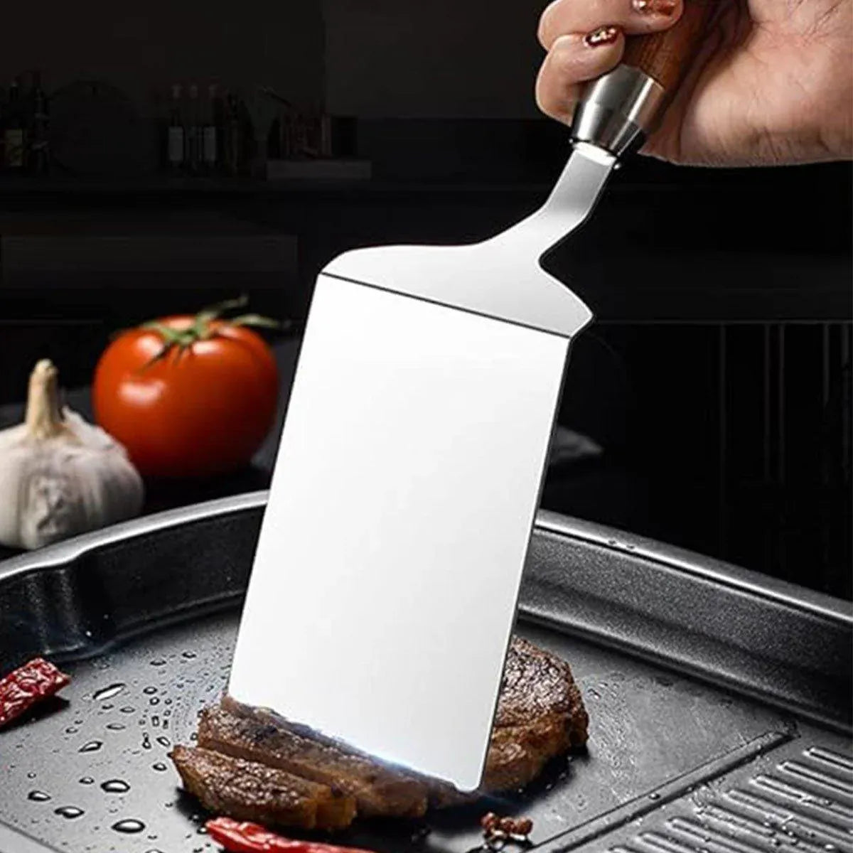 Stainless Steel Cooking Shovel Teppanyaki Spatula Pancake Steak Flipper Tool