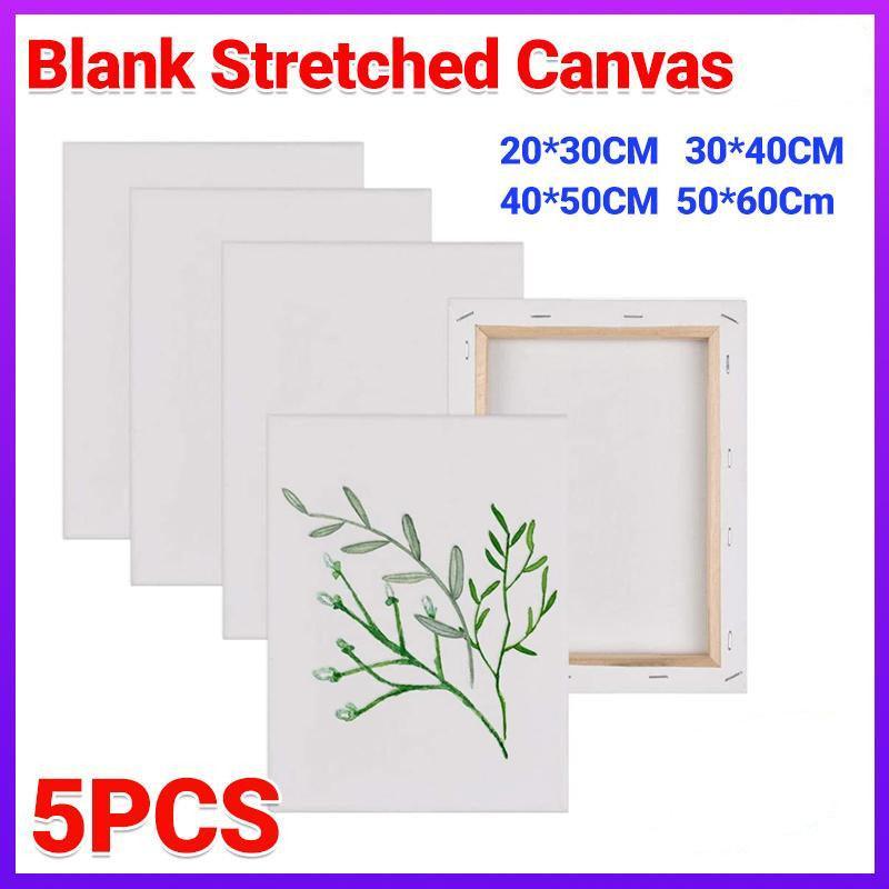 5x Artist Blank Stretched Canvas Canvases Art Large White Range Oil Acrylic Wood - 20*30CM