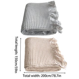 Waffle Sofa Blanket Thin Lightweight Throw Soft Cover Couch Bed Living Room Use - Beige - Side View