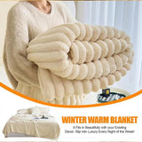 Plush Blanket Leisure Blanket Autumn Winter Warm Nap Throw Soft Cozy - Khaki-100x150cm - Extra Image