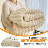 Plush Blanket Leisure Blanket Autumn Winter Warm Nap Throw Soft Cozy - Khaki-150x200cm - Front View