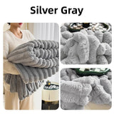 Plush Blanket Leisure Blanket Autumn Winter Warm Nap Throw Soft Cozy - Khaki-150x200cm - Extra Image