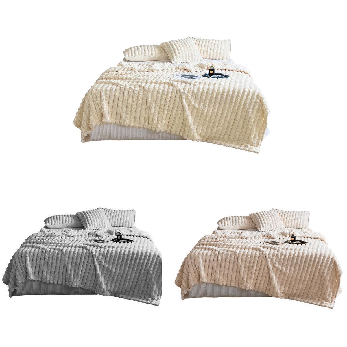 Plush Blanket Leisure Blanket Autumn Winter Warm Nap Throw Soft Cozy - Khaki-150x200cm