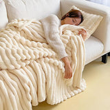 Plush Blanket Leisure Blanket Autumn Winter Warm Nap Throw Soft Cozy - Khaki-150x200cm - Top-Down View