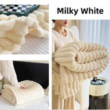Plush Blanket Leisure Blanket Autumn Winter Warm Nap Throw Soft Cozy - White-100x150cm - Extra Image