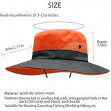 Women Wide Brim Ponytail Hat Sun Protect Visor Summer Beach Cap Anti Uv Floppy - Blue - Low Angle