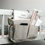 Hanging Bedside Storage Caddy with Pockets for Bunk Bed Dorm Couch Organizing - Blue Triangle