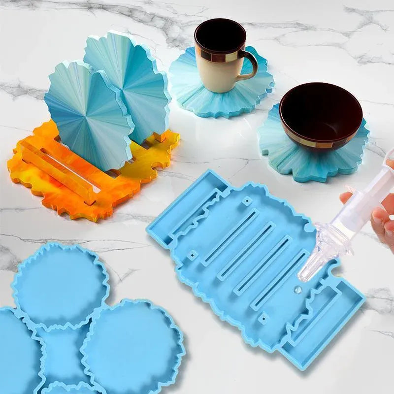 2pc Coaster Epoxy Resin Mould Silicone Cup Mat Holder DIY Craft Tool