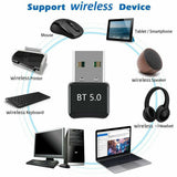 Bluetooth V5.0 Wireless USB Mini Dongle Adapter For Windows Laptop PC Universal - 45-Degree Angle