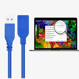 Super speed Usb 3.0 Male To Female Data Cable Extension Cord For Laptop Pc Camera - 5M - Rear View