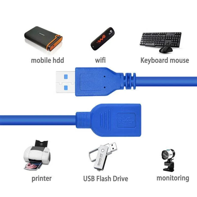 Super speed Usb 3.0 Male To Female Data Cable Extension Cord For Laptop Pc Camera - 5M