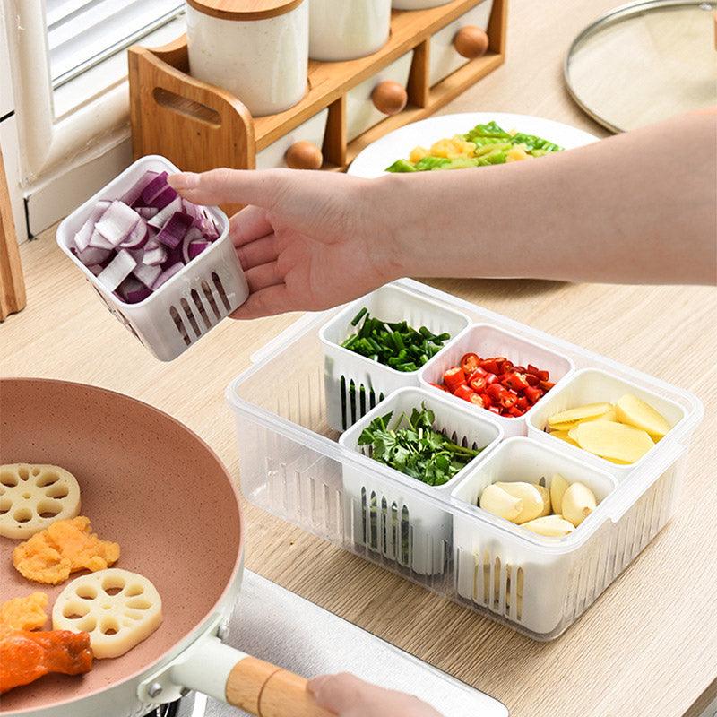 Convenient Crisper Box with Lid Storage Compartment Organizer for Vegetables