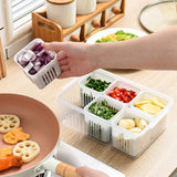 Convenient Crisper Box with Lid Storage Compartment Organizer for Vegetables - Top-Down View