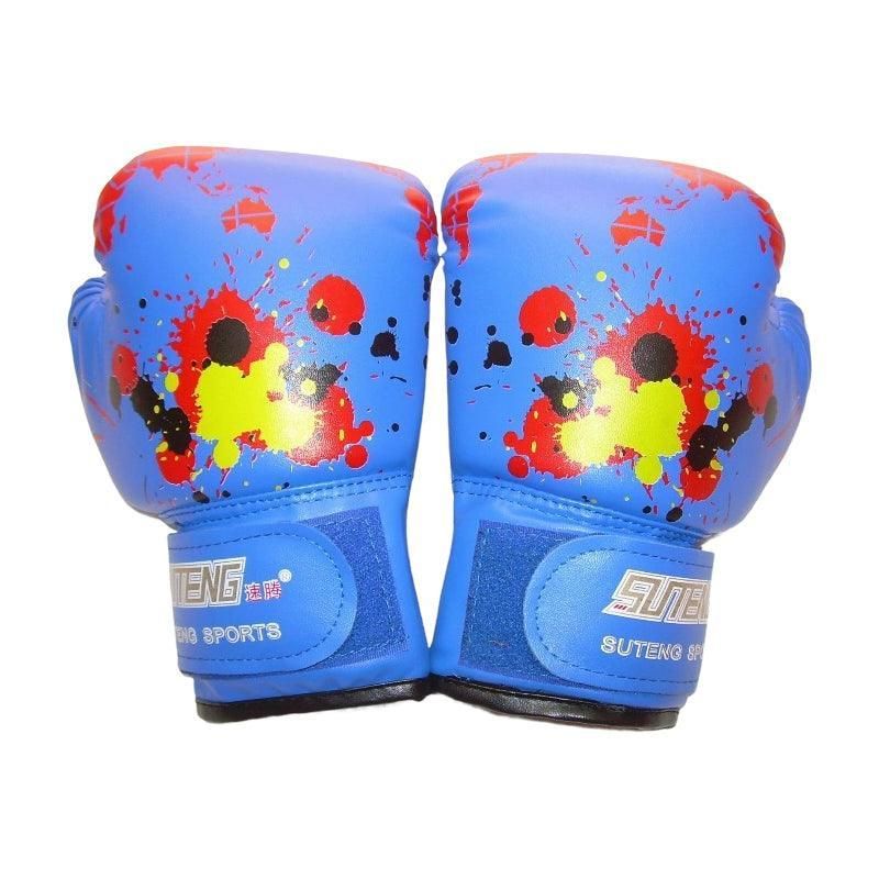 Boxing Sparring Training Gloves MMA Kickboxing Punching Gloves for Practice Sessions - Blue [Map Pattern]