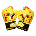 Boxing Sparring Training Gloves MMA Kickboxing Punching Gloves for Practice Sessions - Yellow [Map Pattern]