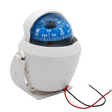 1Pc Boat Compass with Built In Light White 65mm Pivoting Card for Marine Use - Front View
