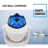 1Pc Boat Compass with Built In Light White 65mm Pivoting Card for Marine Use - 45-Degree Angle