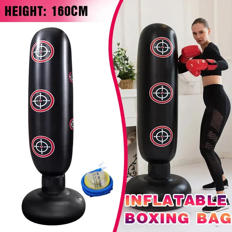 Free Standing Inflatable Punching Bag 160cm Boxing Training Fitness Bag