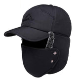 Winter 3 In 1 Thermal Fur Lined Trapper Bomber Hat With Ear Flap Face Mask Cap - Front View