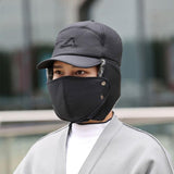 Winter 3 In 1 Thermal Fur Lined Trapper Bomber Hat With Ear Flap Face Mask Cap