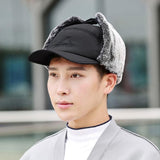 Winter 3 In 1 Thermal Fur Lined Trapper Bomber Hat With Ear Flap Face Mask Cap - Close-Up Angle
