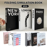3 PCS Modern Decorative Books Set Foldable Fake Books for Display City Theme - C