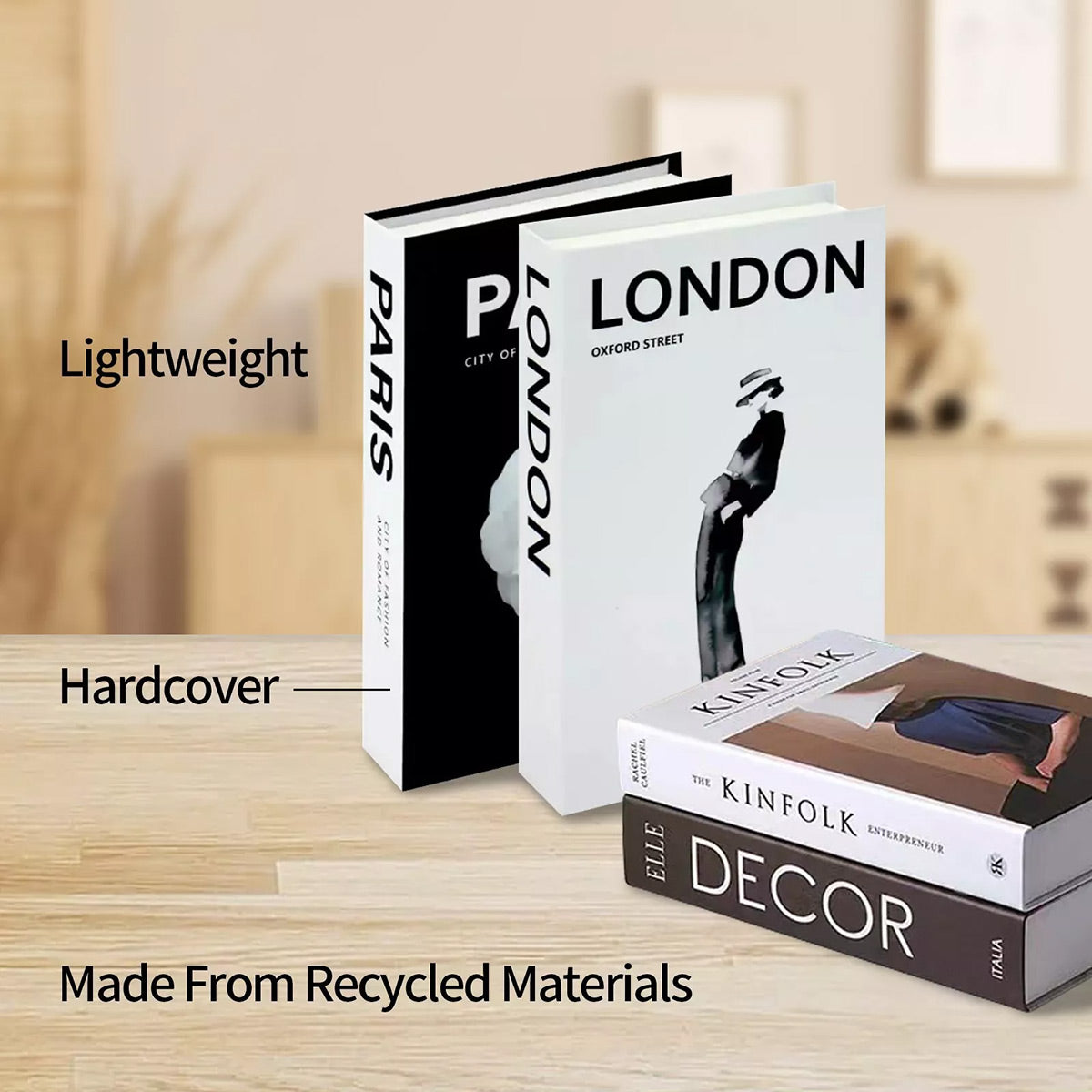 3 PCS Modern Decorative Books Set Foldable Fake Books for Display City Theme - A