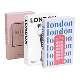 3 PCS Modern Decorative Books Set Foldable Fake Books for Display City Theme - B - Close-Up Angle