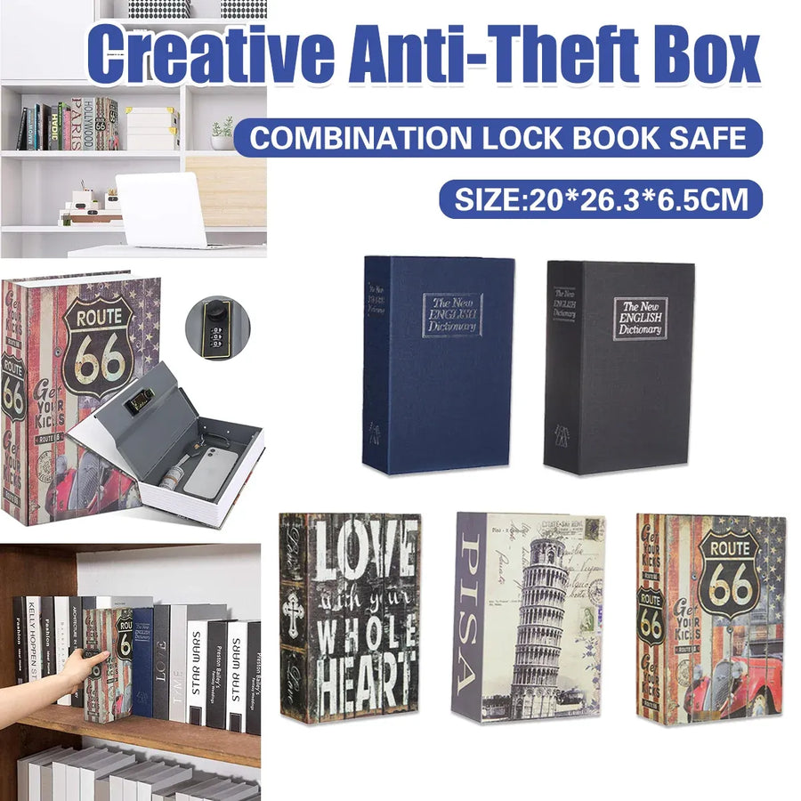Hidden Book Safe Lock Box for Home and Office Cash Watch Document Storage - 1