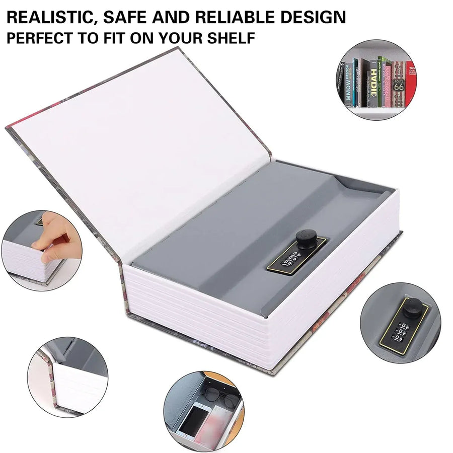 Hidden Book Safe Lock Box for Home and Office Cash Watch Document Storage - 1