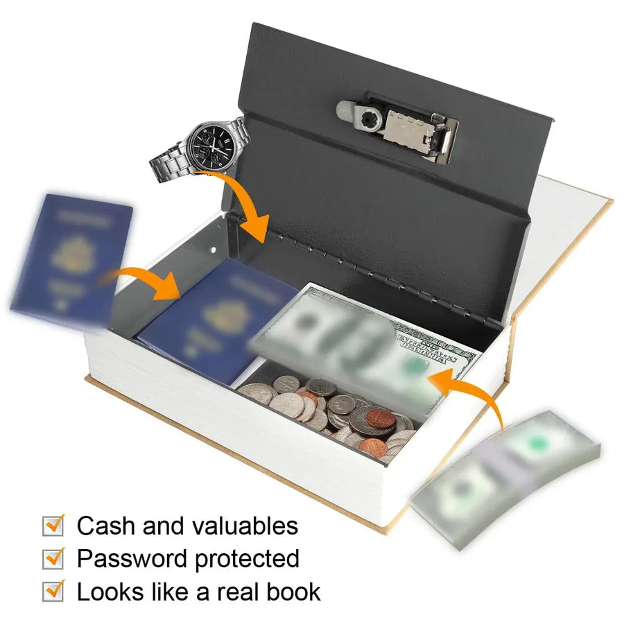 Hidden Book Safe Lock Box for Home and Office Cash Watch Document Storage - 1