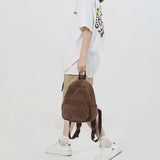 Schoolbag Corduroy Shoulder Bag Simple Mini Backpack for Daily Casual Use - Extra Image