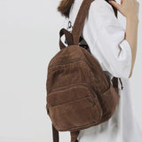 Schoolbag Corduroy Shoulder Bag Simple Mini Backpack for Daily Casual Use - Extra Image