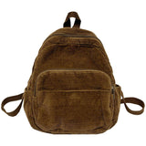 Schoolbag Corduroy Shoulder Bag Simple Mini Backpack for Daily Casual Use - Front View
