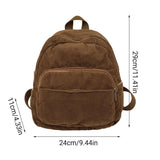 Schoolbag Corduroy Shoulder Bag Simple Mini Backpack for Daily Casual Use - Side View