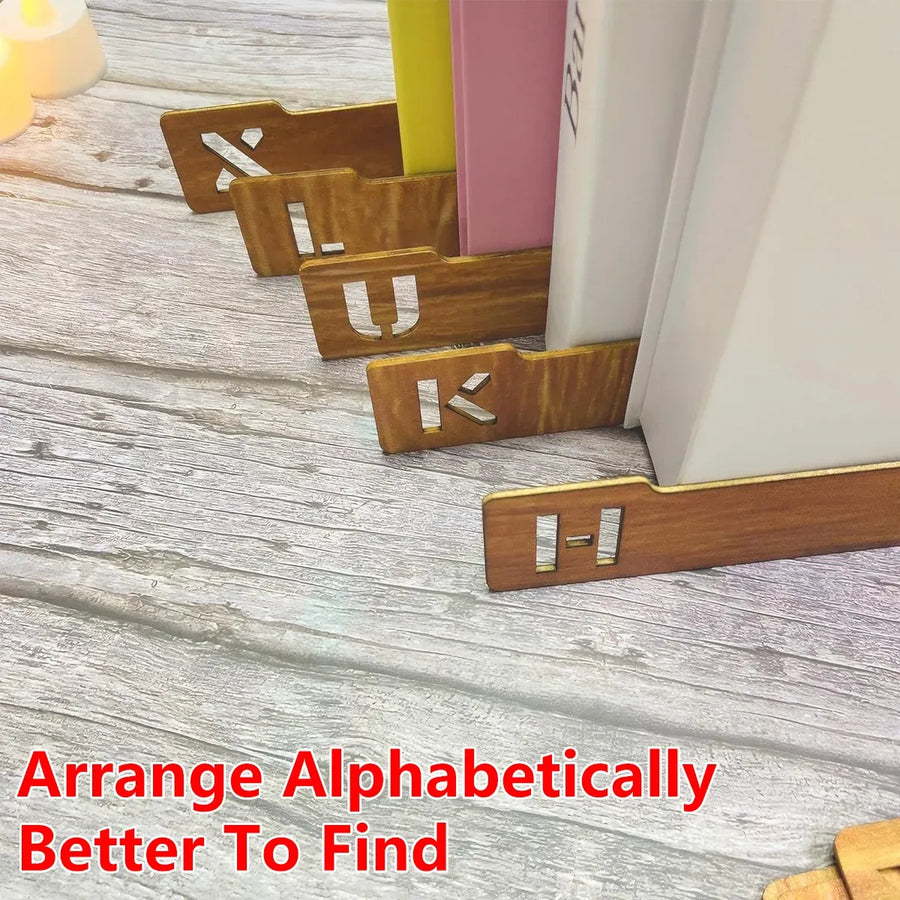 Wood Alphabet Bookmark A-Z Divider Home Vinyl Record Organizer Decorative Tool