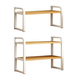 Adjustable Height Multi-Layer Desktop Bookshelf Home Office Floor Organizer Rack - 2 Shelves - Side View