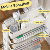 Six Tier Rolling Storage Cart Slim Magazine File Organiser White - Top-Down View