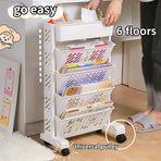 Six Tier Rolling Storage Cart Slim Magazine File Organiser White