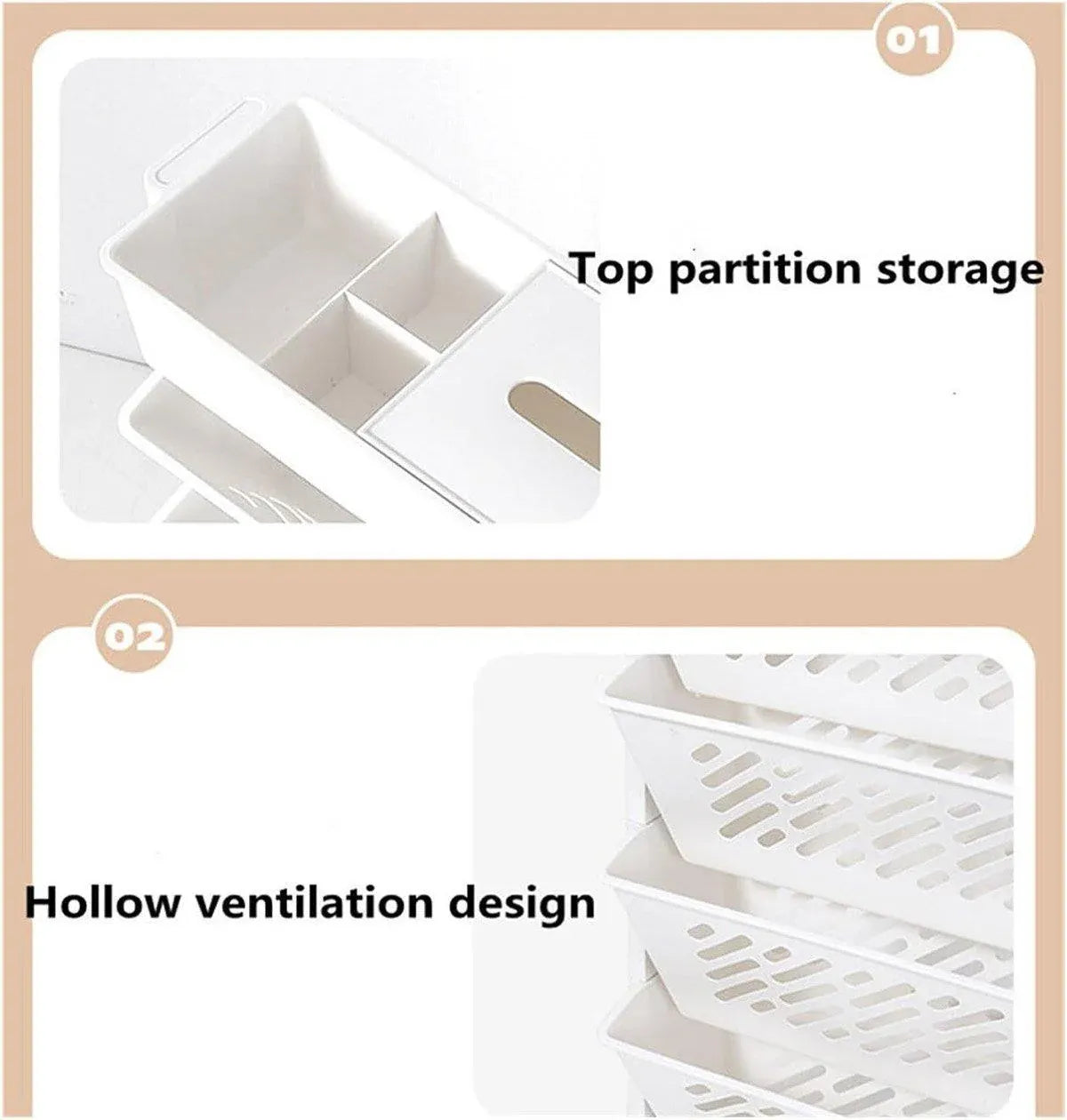 Six Tier Rolling Storage Cart Slim Magazine File Organiser White